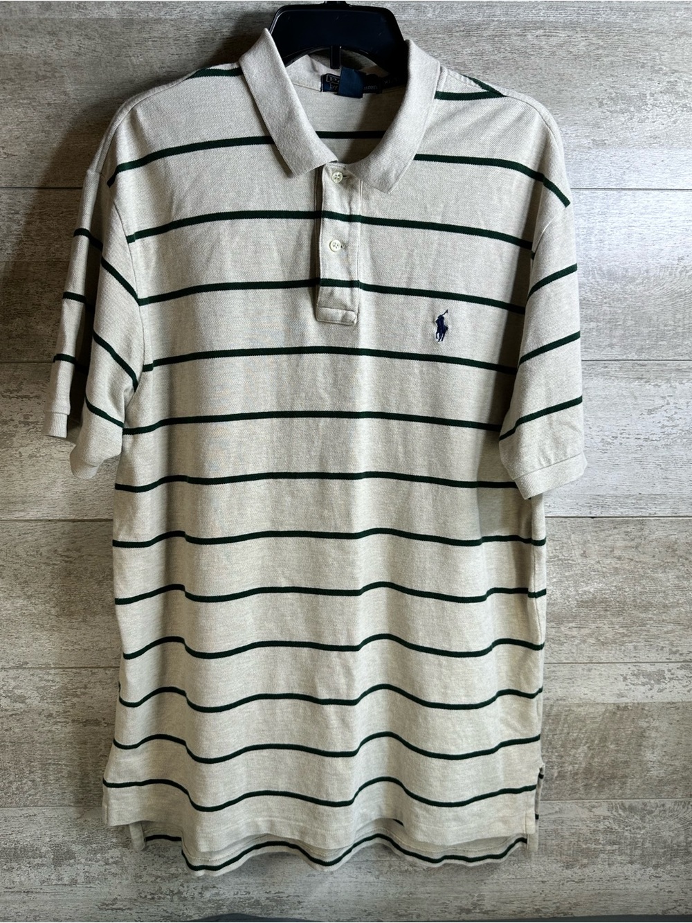 Polo Ralph Lauren Striped Polo Shirt Beige Green Large XL